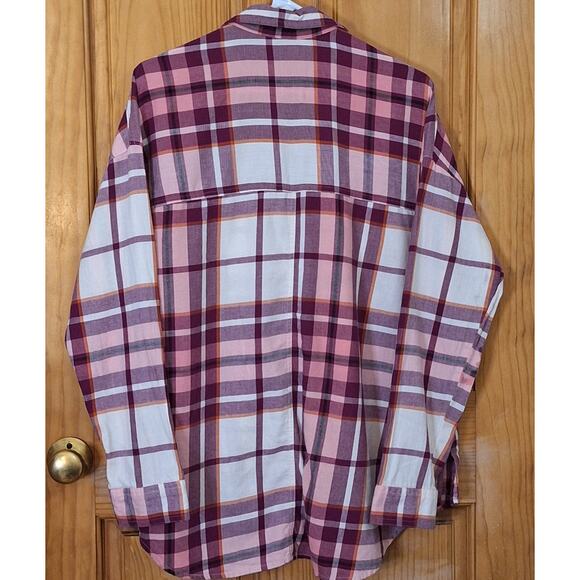 Old Navy Boyfriend Shirt Women's Large Flannel Plaid Classic Cozy Comfy Outdoor - Picture 3 of 6